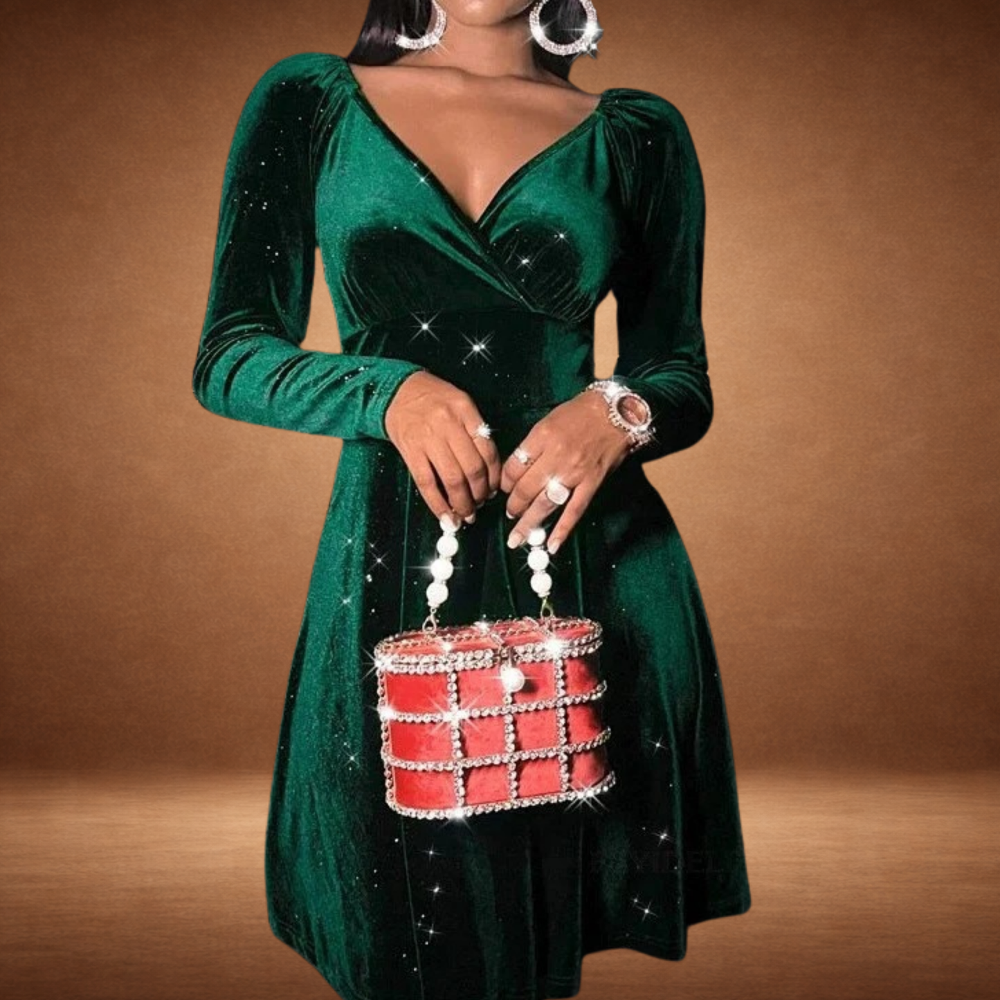 Long Sleeve V-neck Dress