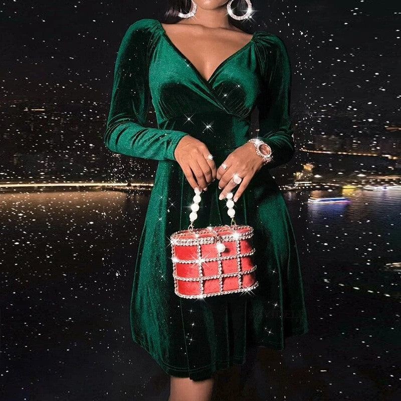 Long Sleeve V-neck Dress