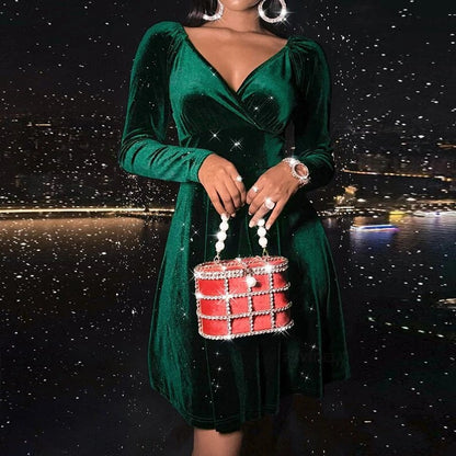 Long Sleeve V-neck Dress