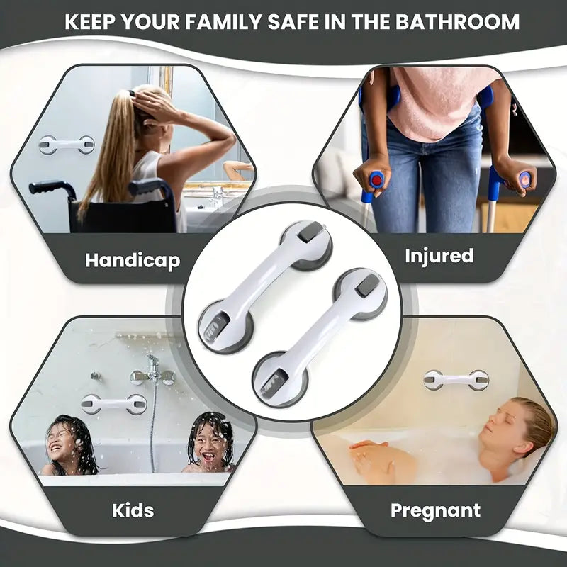 Bathroom Handrail With Vacuum Sucker For Safety Support